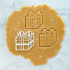 present gift box with bow tie cookies cutout dough made with bakerlogy cookie cutter