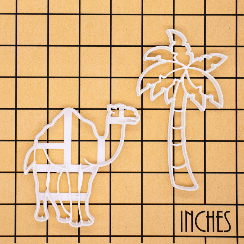 set of 2 cookie cutters: Camel and Palm Tree