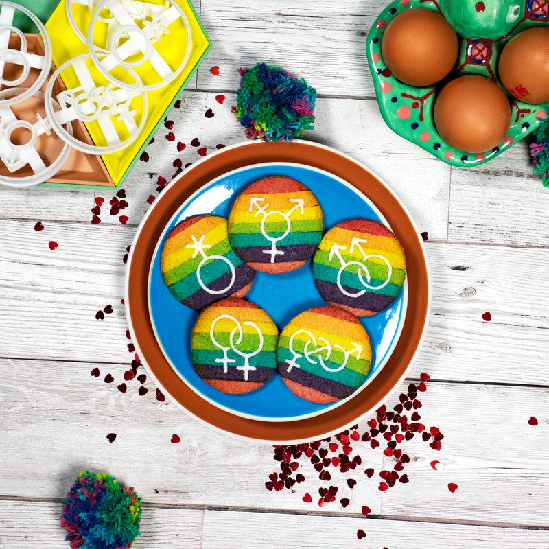 Set of 5 LGBTQ Symbol Cookie Cutters (Lesbian, Gay, Bisexual, Transgender, and Genderqueer)