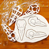 Set of 3 Raven Skull Cookie Cutters (Top View, Side View, and Perspective View)
