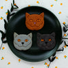 British shorthair cookies decorated with royal icing, made with Bakerlogy british shorthair cat cookie cutter