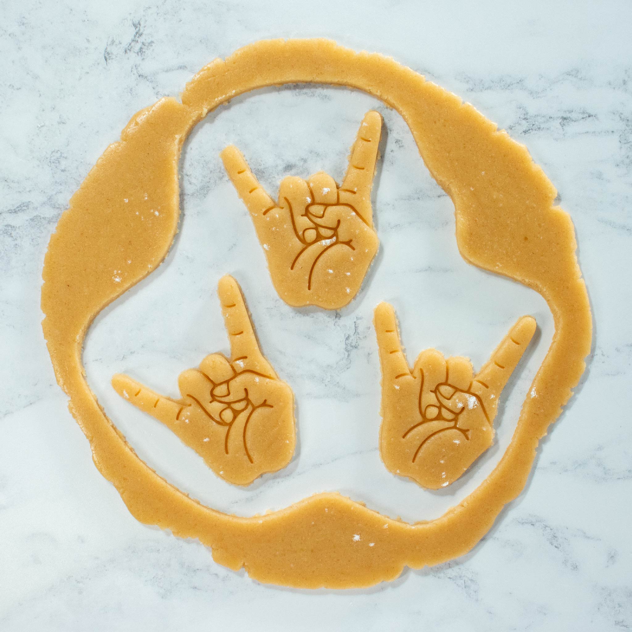 bakerlogy hand sign rock cookie dough cut outs
