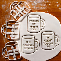 Set of 3 Financial Humor Mug-Shaped Cookie Cutters