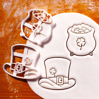 Set of 2 Leprechaun Hat and Pot of Gold Cookie Cutters