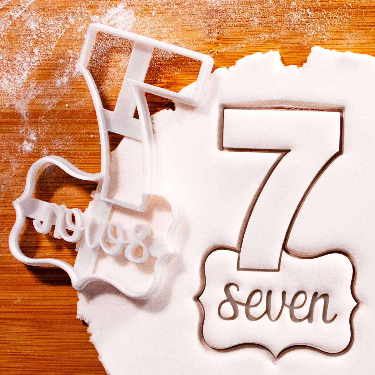 Cutter 7 Number 7 Cookie Cutter with “Seven” Embossed Design – Bakerlogy