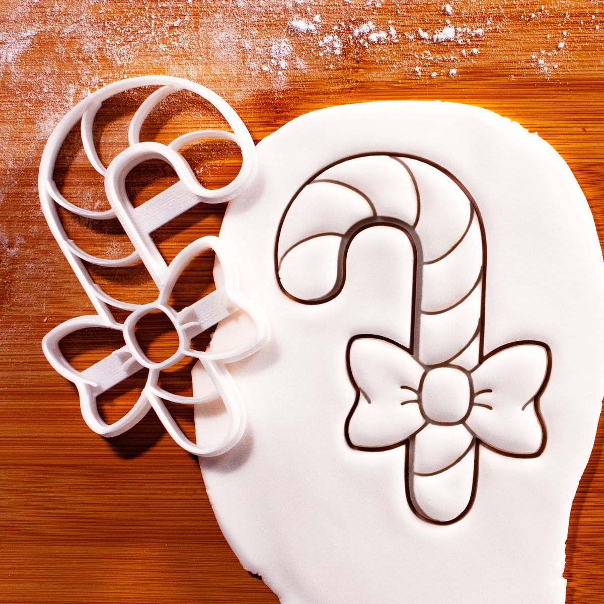 Candy Cane Cutter Candy Cane with Bow Cookie Cutter – Festive Christmas Holiday Baking ...