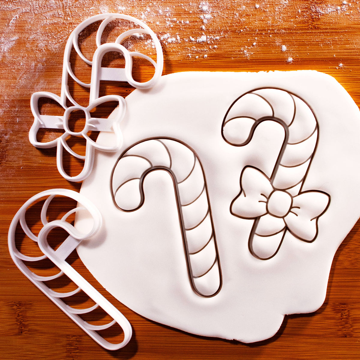 Candy Cane Cutter Set of 2 Candy Cane Cookie Cutters – Classic & Bow Christmas Baking ...