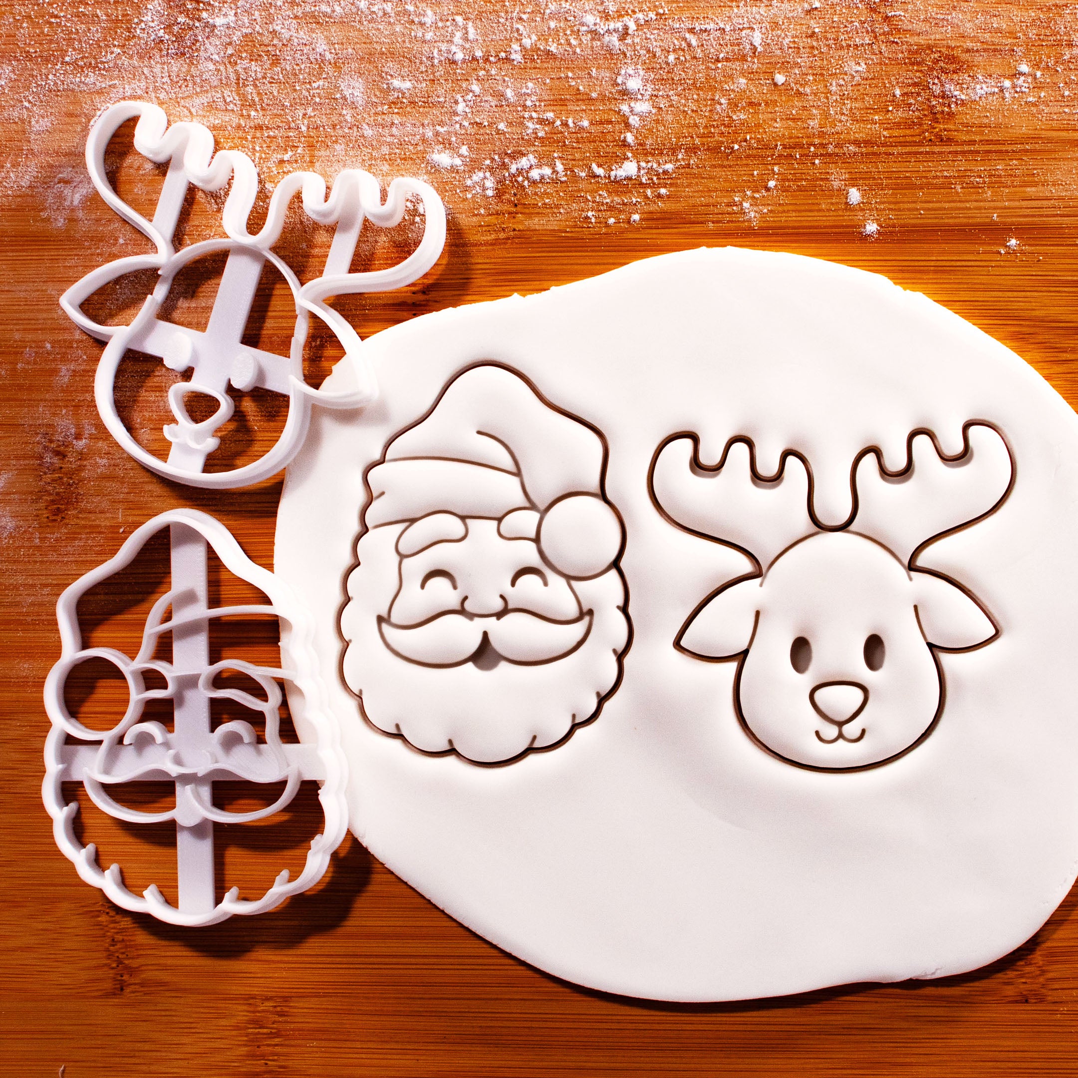 Set of Santa Reindeer Cookie Cutters – Cute Christmas Baking