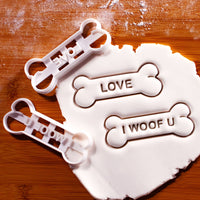 I WOOF U & LOVE Dog Bone (9cm / 3.5")
