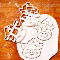 Happy Santa Cow & Pig Set