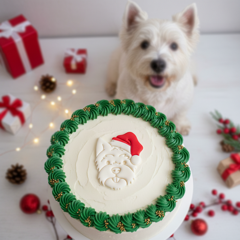 Westie with Santa Hat