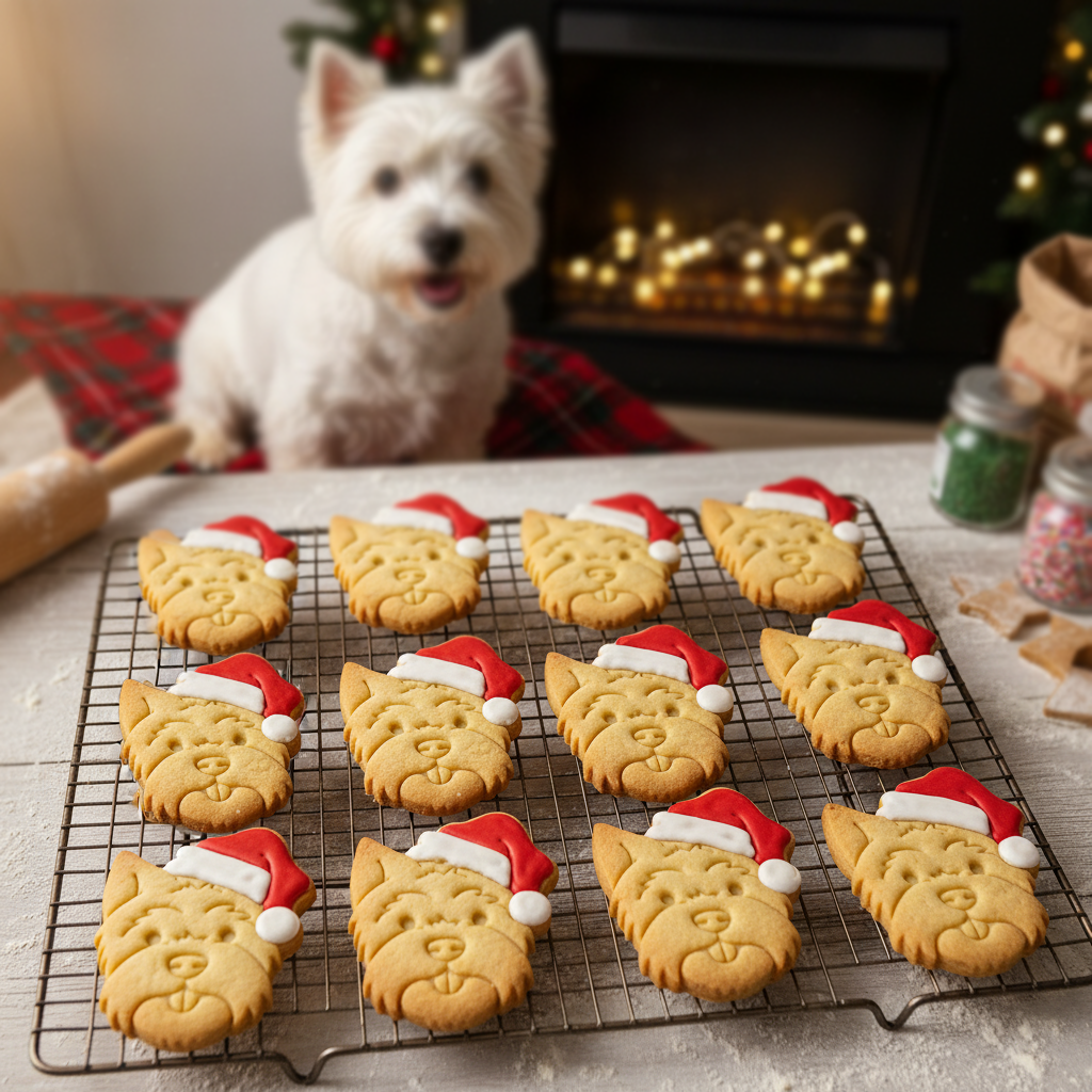 Westie with Santa Hat