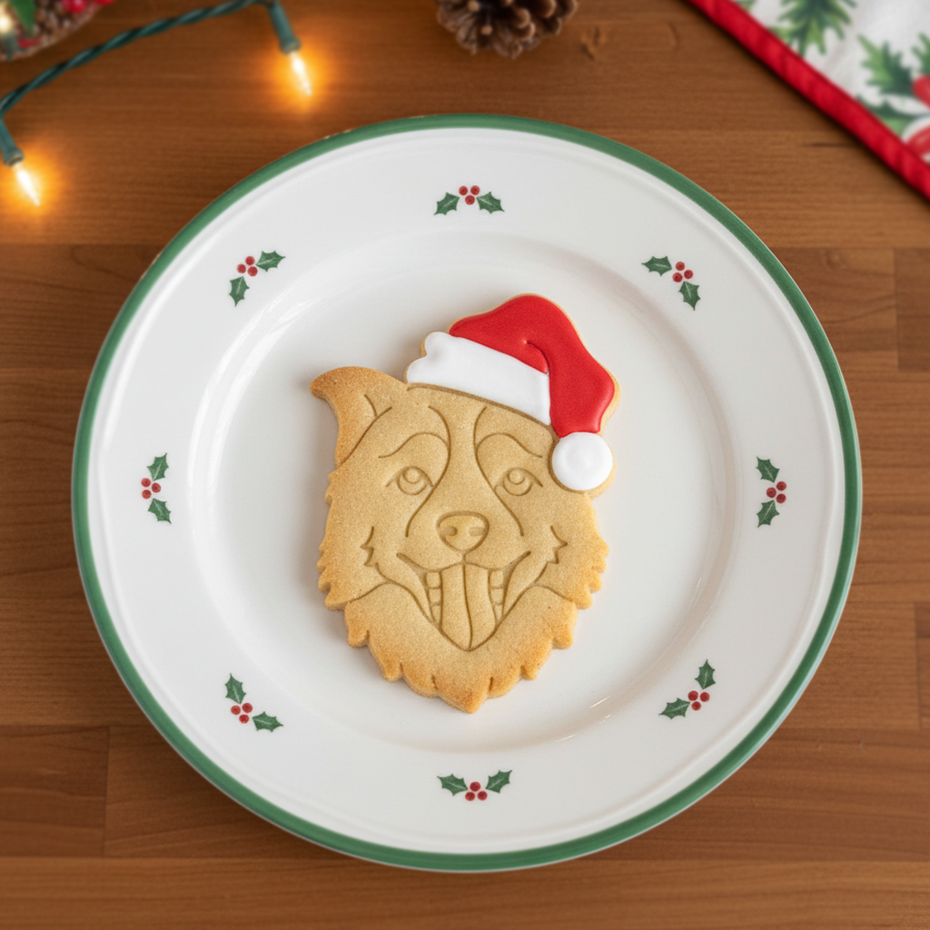 Border Collie Face with Santa Hat