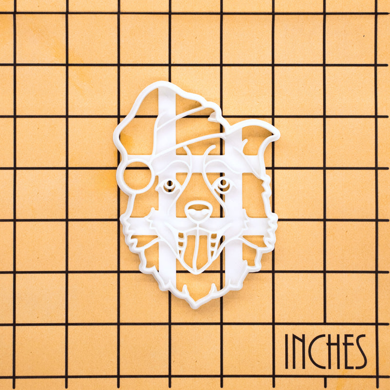 Border Collie Face with Santa Hat