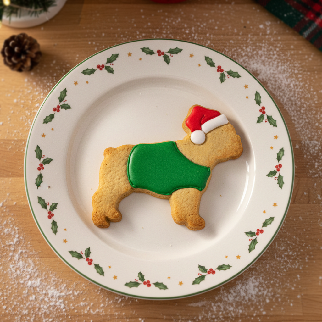 Frenchie with Santa Hat