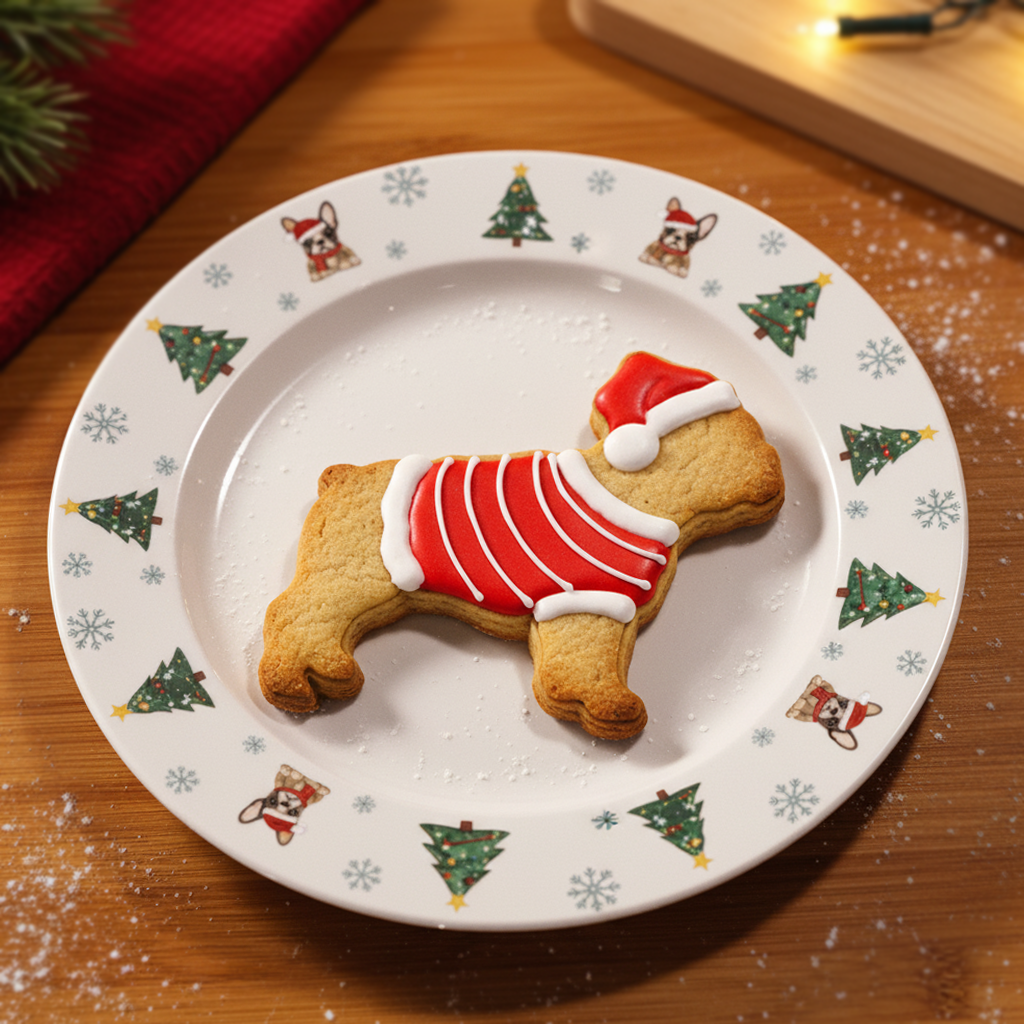 Frenchie with Santa Hat