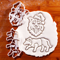 Border Collie with Santa Hat Set