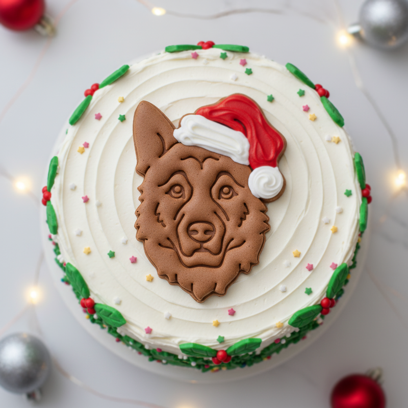 German Shepherd with Santa Hat Set (2pcs)