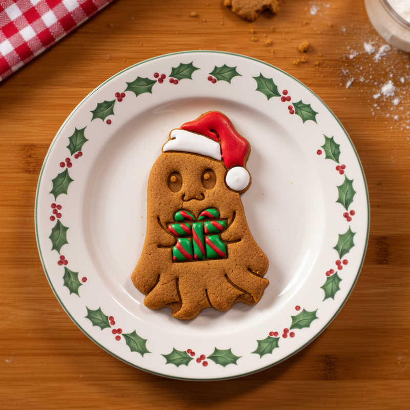 Christmas Ghost with Present & Cute Skull