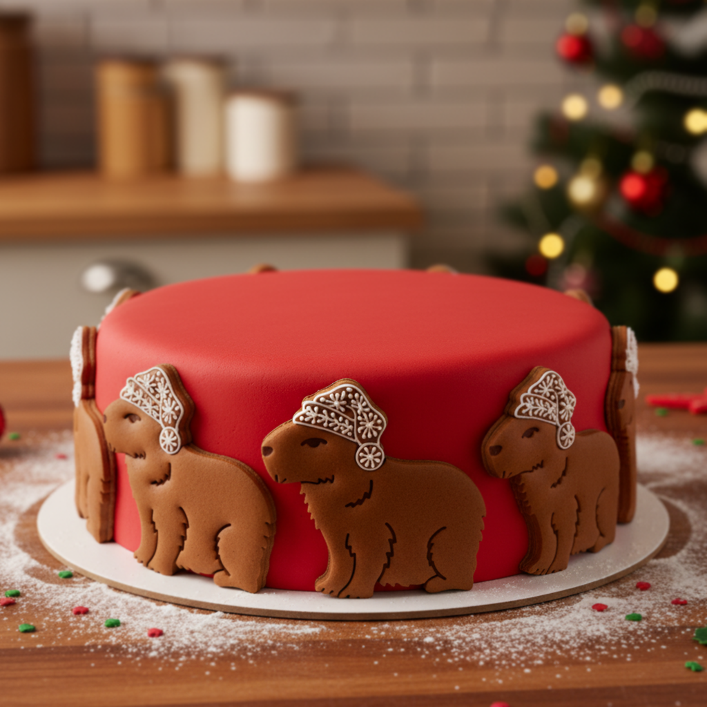 Capybara with Santa Hat