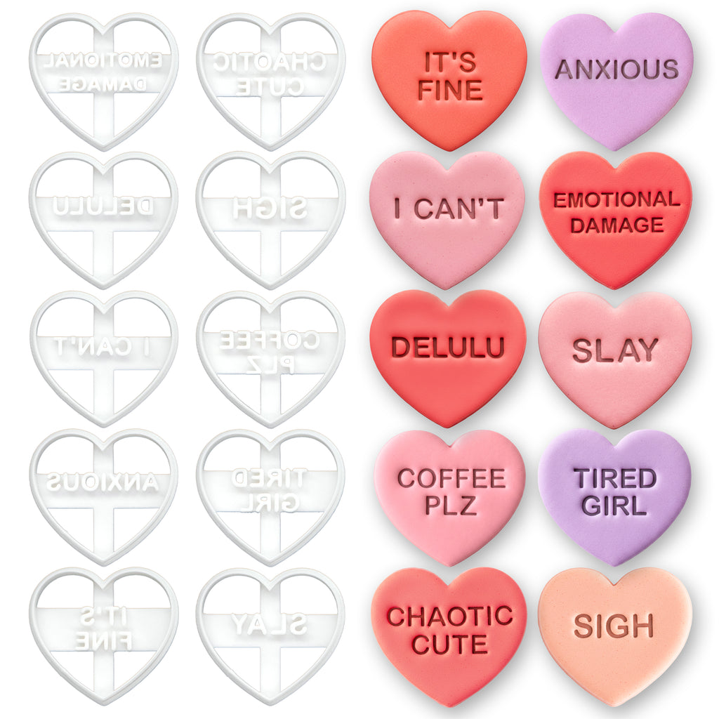 Unhinged & Relatable Conversation Heart Cookie Cutters | Mood Bakes ...