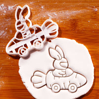 Speedy Bunny with Helmet in Racing Carrot Car