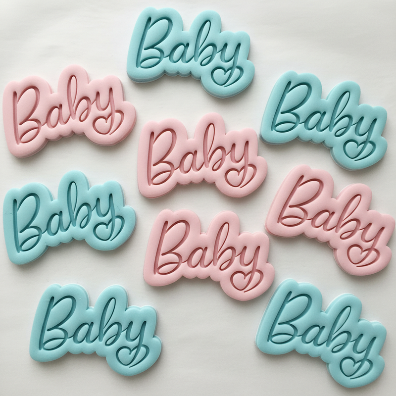 Baby Cookie Cutter – Cursive Script for Shower & Christening – Bakerlogy