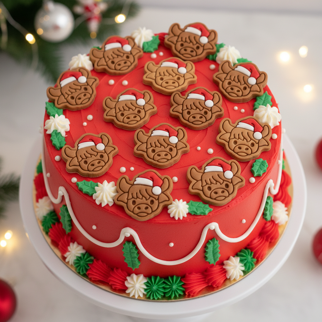 Christmas Highland Cow Face Mini Set