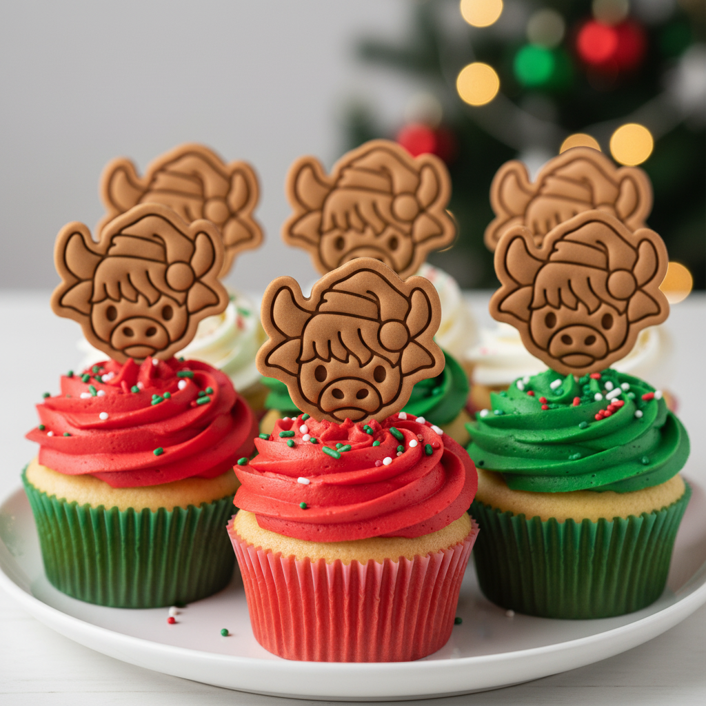 Christmas Highland Cow Face Mini Set