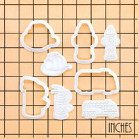 Set of 4 Firefighting Mini Set: Fire Hydrant, Truck, Helmet and Extinguisher