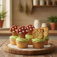 Mushroom & Snail Mini Cookie Cutter & Stamp Set