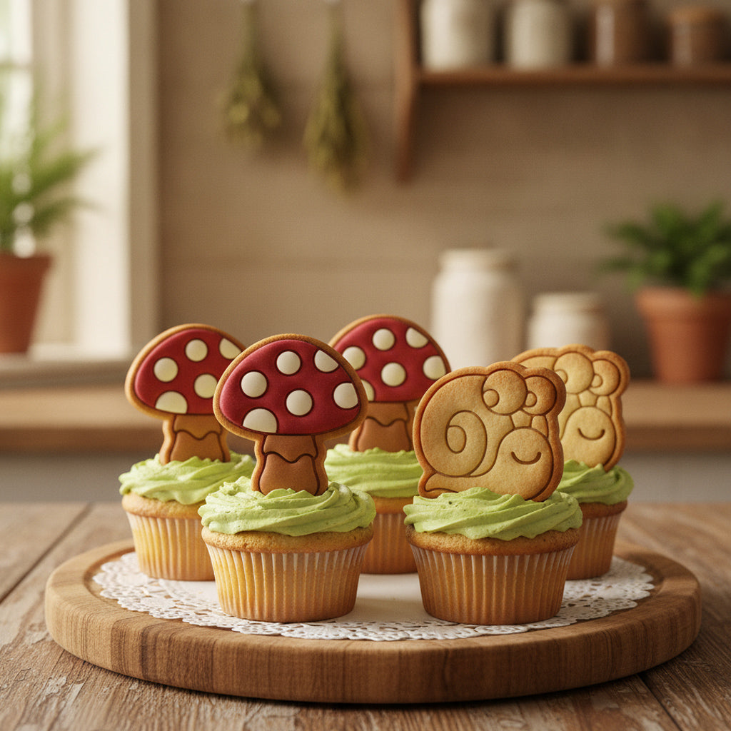 Mushroom & Snail Mini Cookie Cutter & Stamp Set