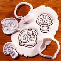 Mushroom & Snail Mini Cookie Cutter & Stamp Set