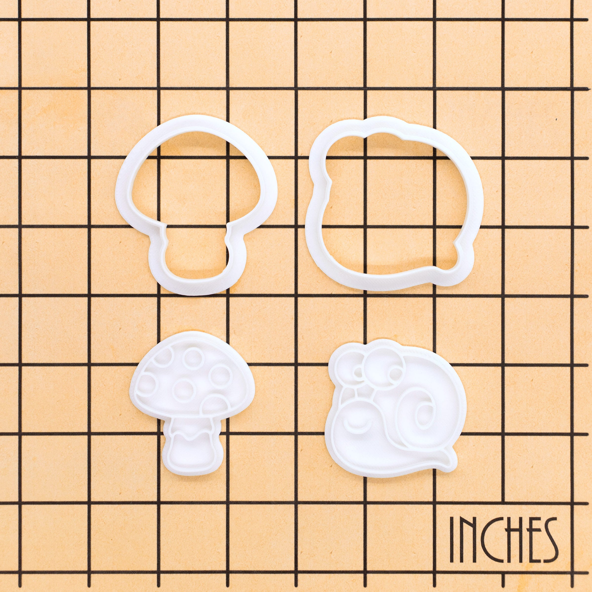 Mushroom & Snail Mini Cookie Cutter & Stamp Set