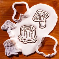 Toadstool & Tree Stump Mini Cookie Cutter & Stamp Set