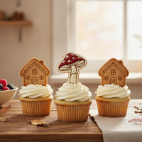 Set of 2 Toadstool & Cottage House Mini Cookie Cutter & Stamp Set