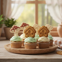 Set of 2 Toadstool & Cottage House Mini Cookie Cutter & Stamp Set