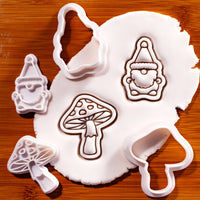 Toadstool & Christmas Gnome Mini Cookie Cutter & Stamp Set
