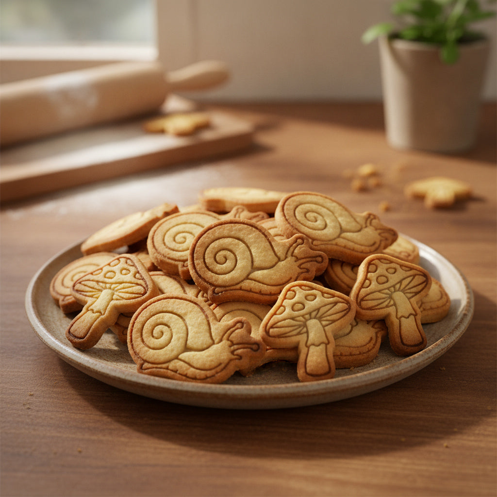 Toadstool & Garden Snail Mini Cookie Cutter & Stamp Set