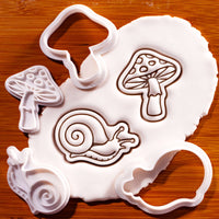 Toadstool & Garden Snail Mini Cookie Cutter & Stamp Set