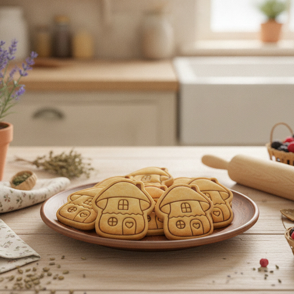 Mushroom Cottage Mini Cookie Cutter & Stamp Set