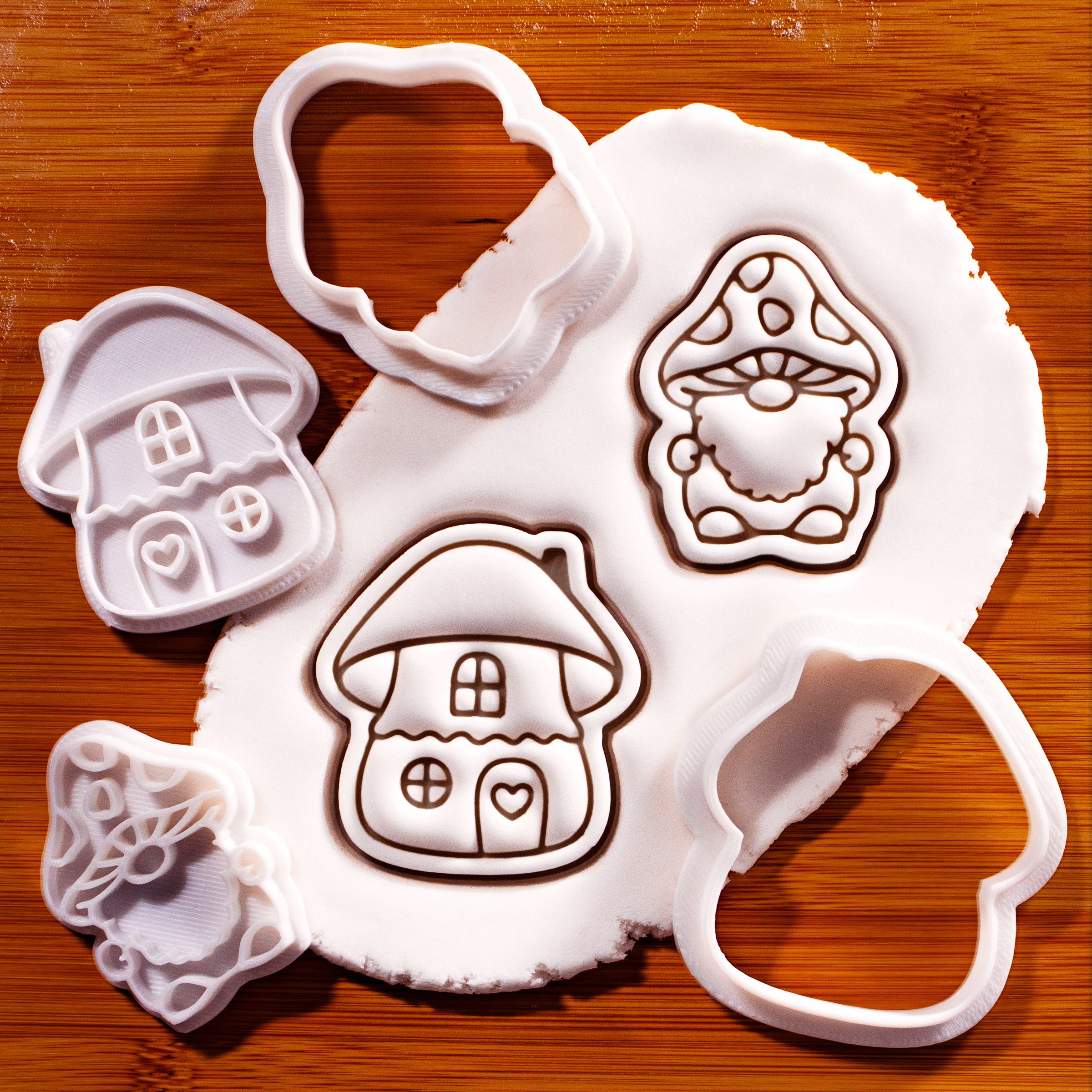 Mushroom Cottage & Mushroom Gnome Mini Cookie Cutter & Stamp Set