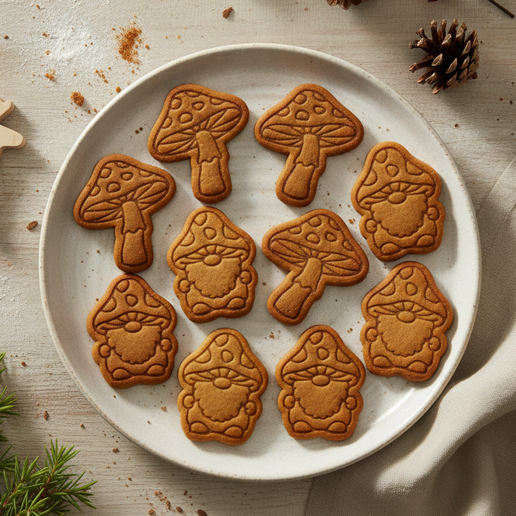 Toadstool & Mushroom Gnome Mini Cookie Cutter & Stamp Set