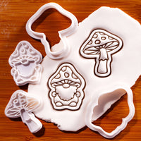 Toadstool & Mushroom Gnome Mini Cookie Cutter & Stamp Set