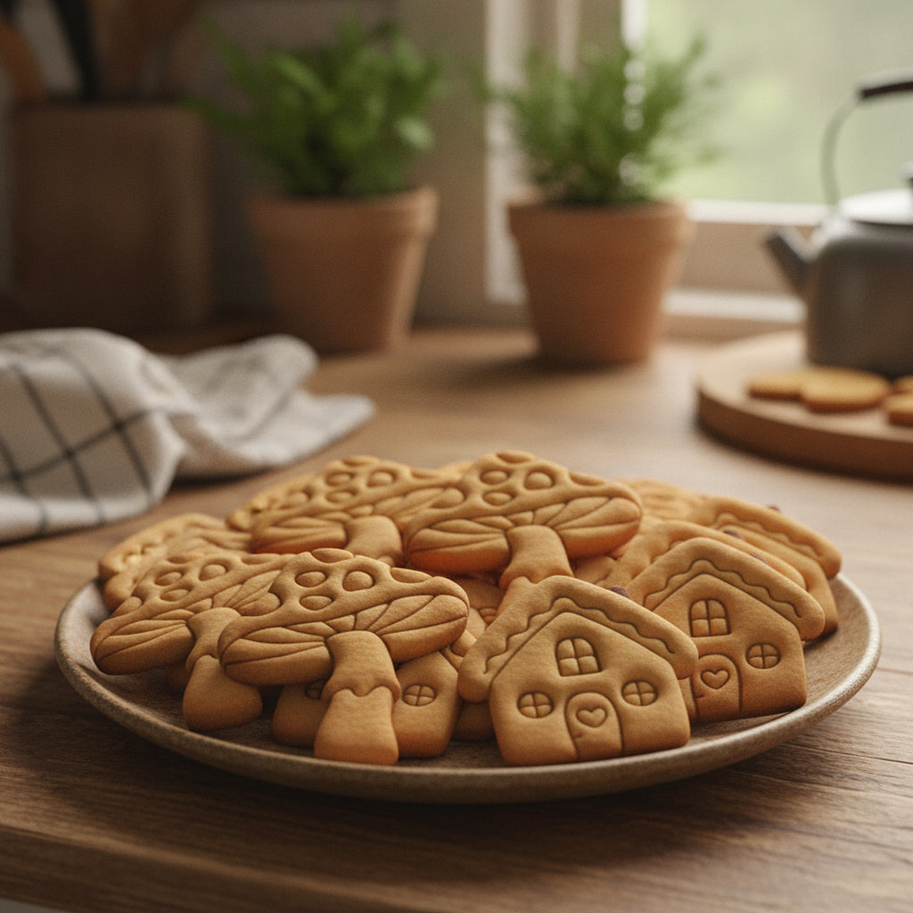 Set of 2 Toadstool & Cottage House Cookie Cutters
