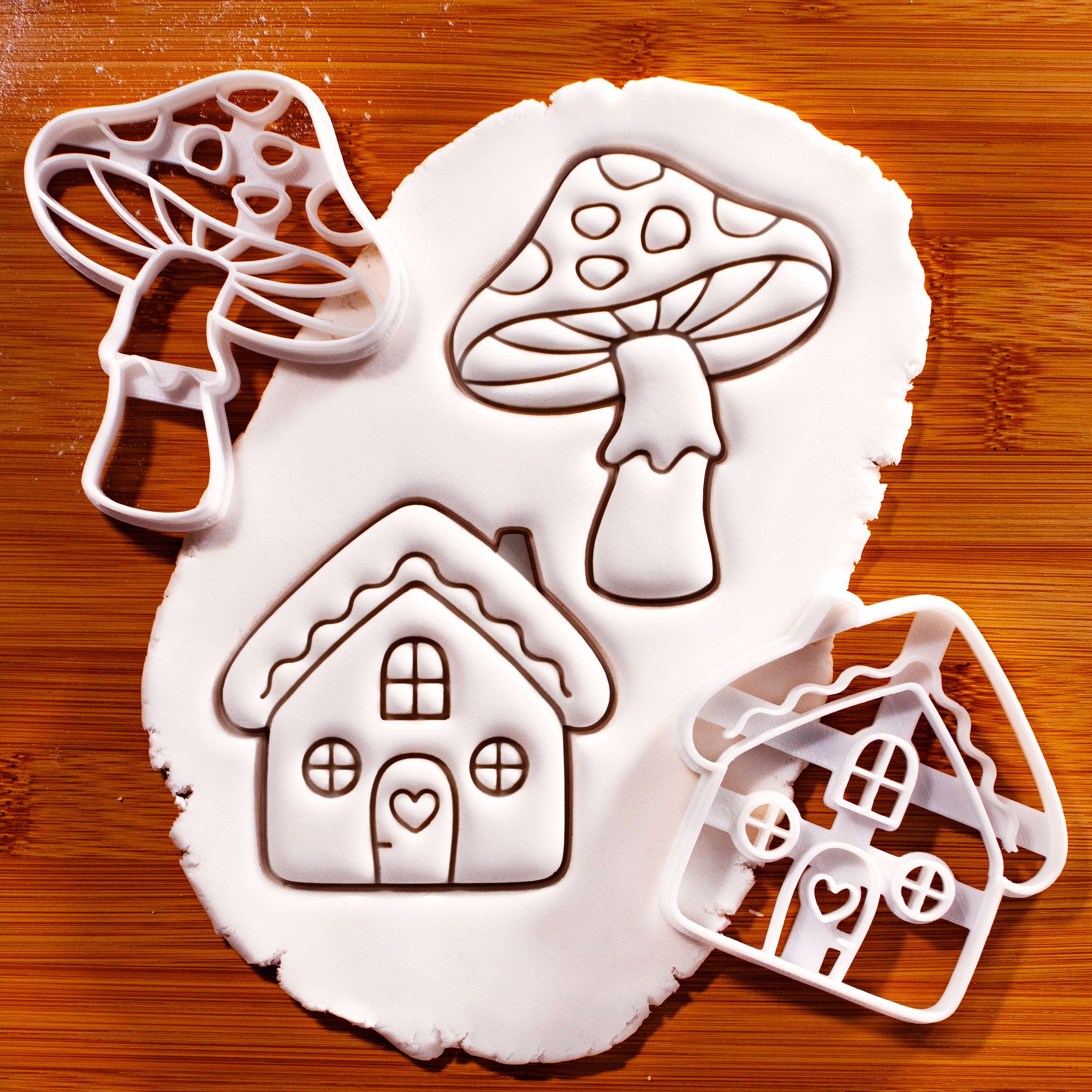 Set of 2 Toadstool & Cottage House Cookie Cutters