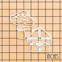 Set of 2 Toadstool & Cottage House Cookie Cutters