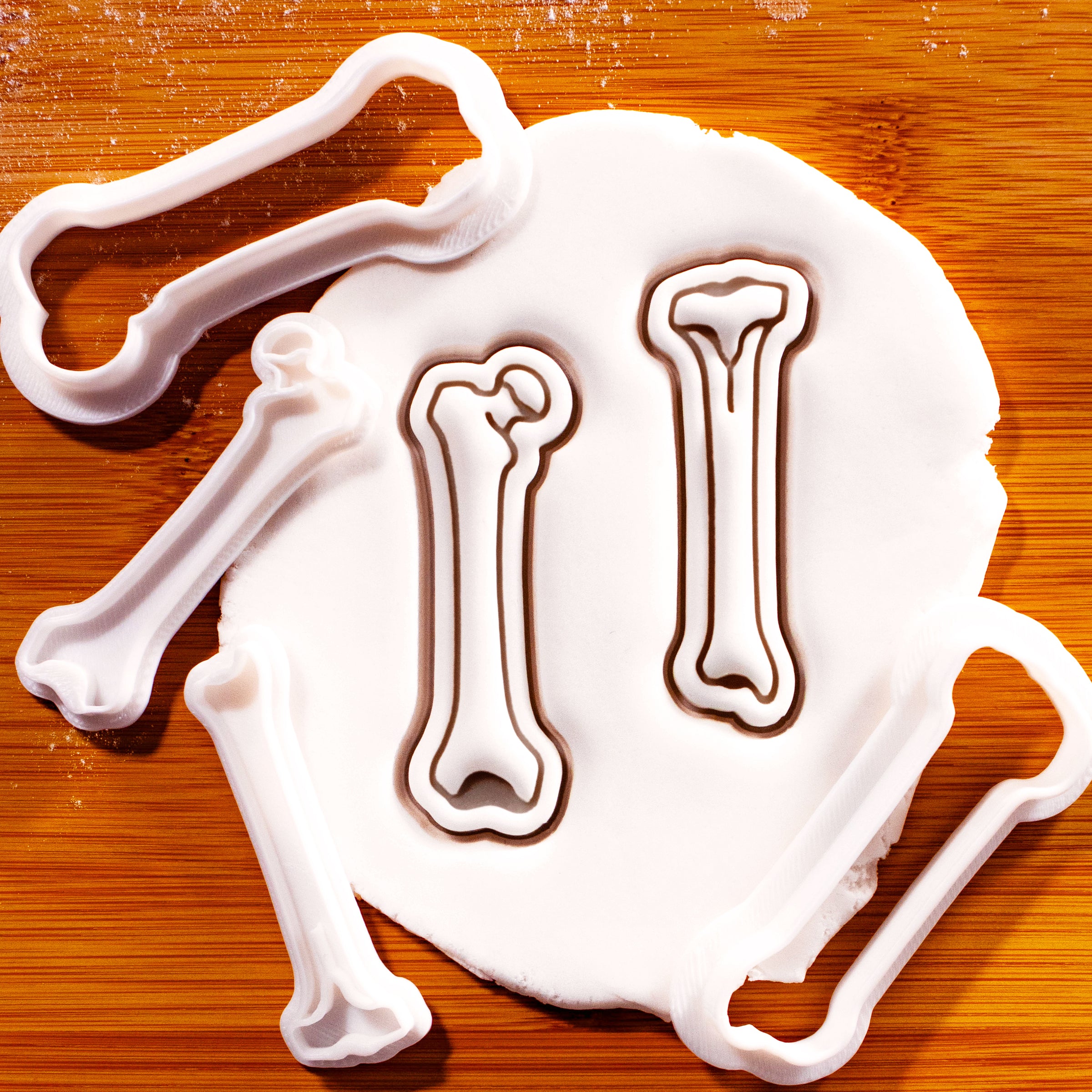 Set of 2 Femur & Tibia Bone Mini Cookie Cutter & Stamp Set