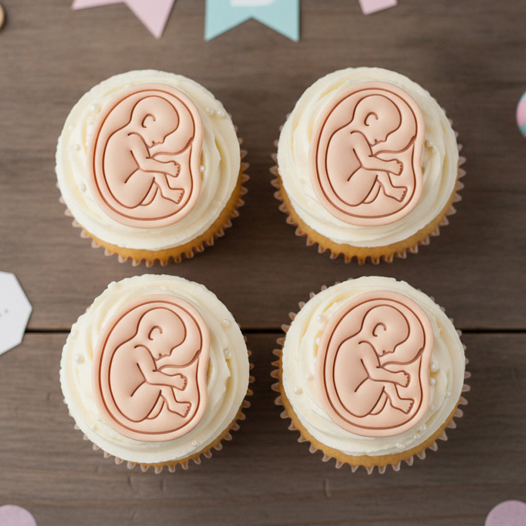 Set of 2 Pregnancy Ultrasound & 20 Week Fetal Baby Mini Cookie Cutter & Stamp Set