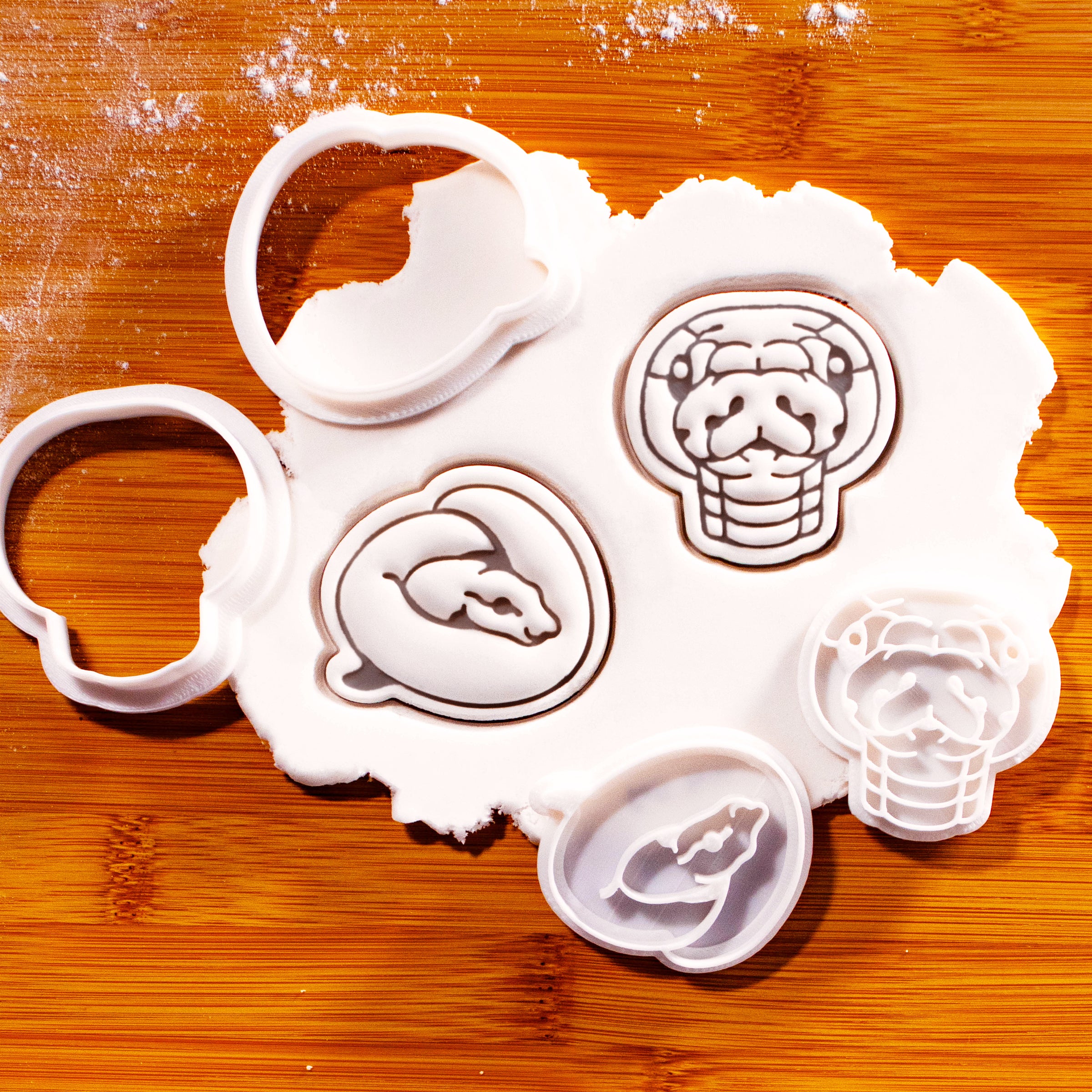 Set of 2 Ball Python Mini Cookie Cutter & Stamp Set